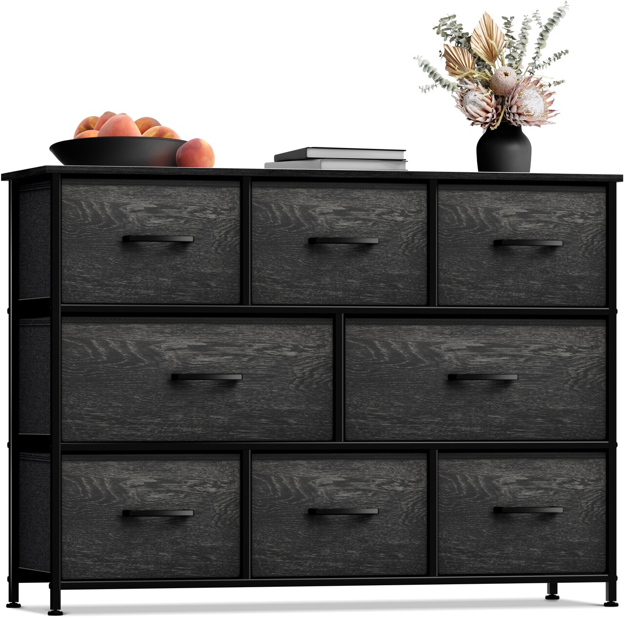 Sorbus Dresser with 8 Drawers - Chest Organizer Unit with Steel Frame Wood Top & Handle Easy Pull Fabric Bins for Clothes - Wide Storage Furniture for Bedroom, Hallway, Living Room, Nursery & Closet